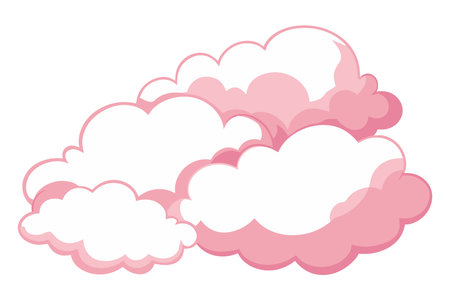 Clouds with pink color on a white background. Vector illustration.のイラスト素材
