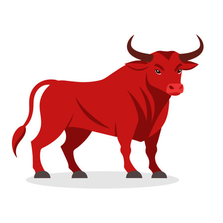 Bull vector illustration isolated on white background. Cute cartoon bull icon.のイラスト素材