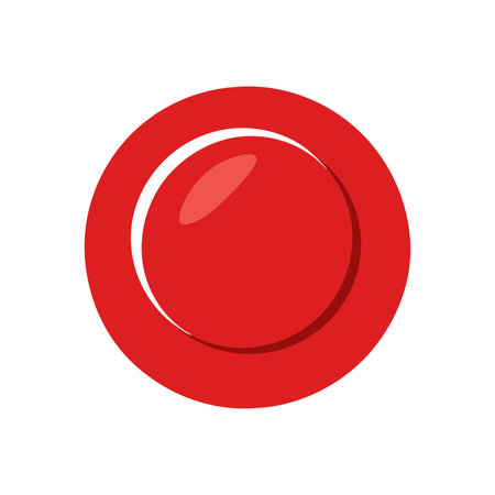 Red button icon on white background for graphic and web design. Simple vector sign. Internet concept symbol for website button or mobile appのイラスト素材