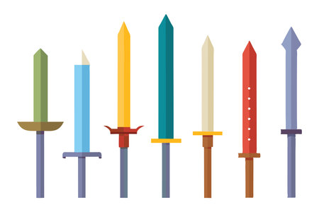 Medieval sword icon set. Flat illustration of medieval sword vector icons for web designのイラスト素材