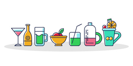 Drink icons set. Flat illustration of drink icons for web designのイラスト素材