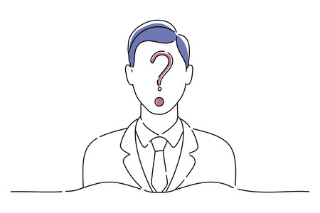 Businessman with a question mark on his head. Vector illustration.のイラスト素材