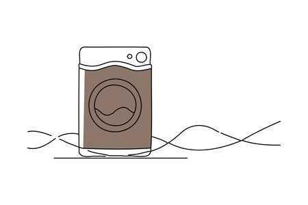 Continuous one line drawing of washing machine icon. Vector illustration.のイラスト素材
