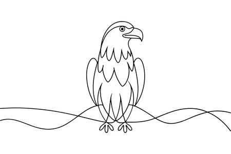 Eagle Continuous line art vector illustration on white backgroundのイラスト素材