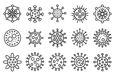 Pathogen cells concept related icons set isolated on white background flat vector illustrationのイラスト素材