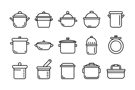 Cookware  icon set isolated flat vector illustration on white backgroundのイラスト素材