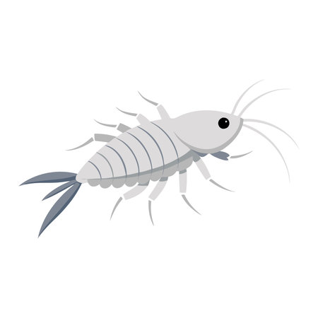 White Silverfish insect flat vector illustration on white backgroundのイラスト素材
