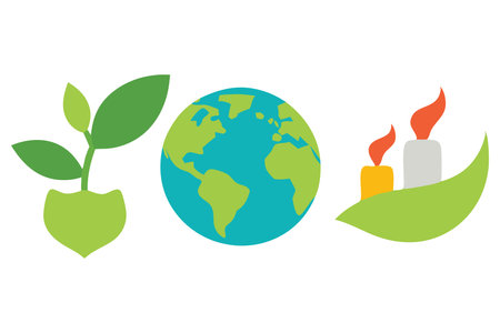 Nature eco friendly flat vector set illustrationのイラスト素材