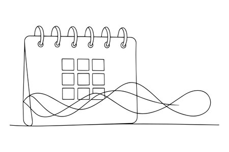 Loose-leaf calendar continuous line art vector illustrationのイラスト素材