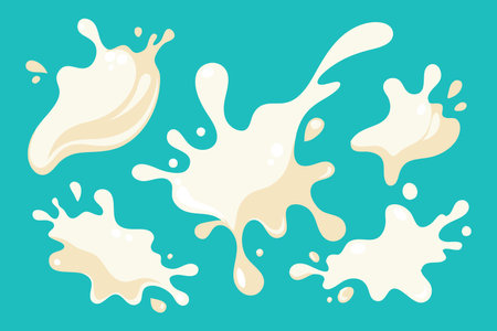 Milk splashing on white surface Vector illustration setのイラスト素材