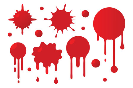 Red blood splatter Vector illustration set on white backgroundのイラスト素材