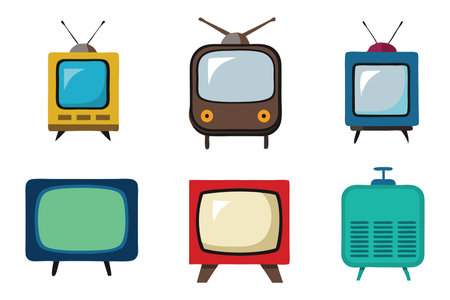 An old television Vector illustration set on white backgroundのイラスト素材