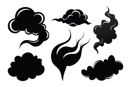 Black and white smoke Vector illustration set on white backgroundのイラスト素材