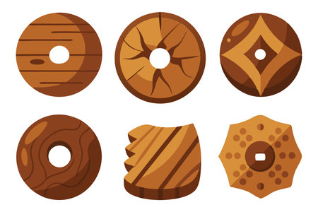 Wood with a prominent hole, highlighting the natural patterns and imperfections of the material flat vector illustration on white backgroundのイラスト素材