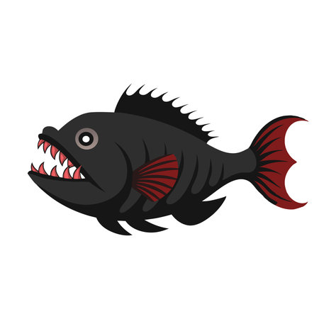 Anglerfish Under water animal flat vector illustrationのイラスト素材