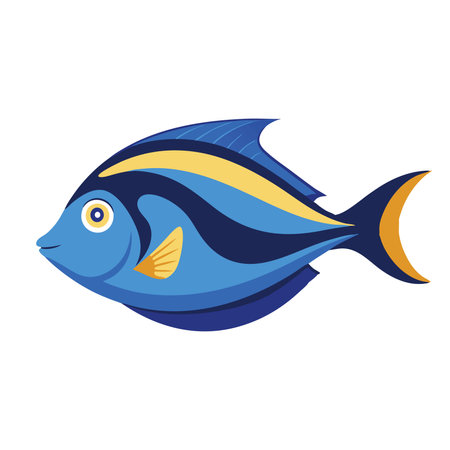 Blue Tang Under water animal flat vector illustrationのイラスト素材