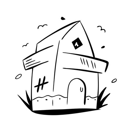 Home doodle line art flat vector illustrationのイラスト素材