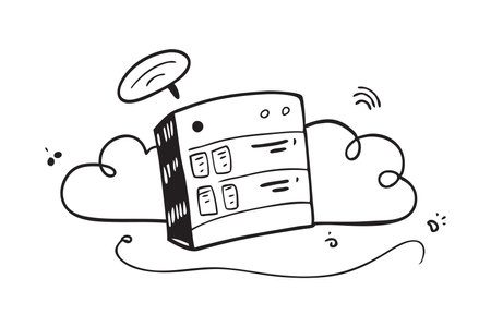 Cloud server Hand drawn doodle flat vector illustrationのイラスト素材