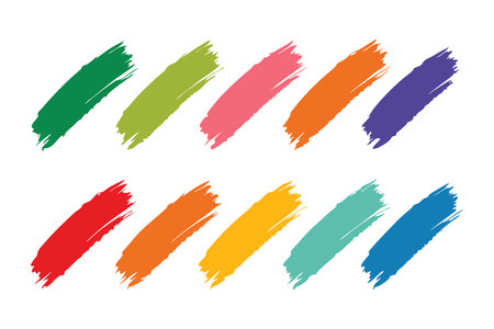 Paint Brush Stroke collection set flat vector illustrationのイラスト素材