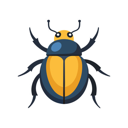Scarab Beetle insect isolated flat vector illustration white backgroundのイラスト素材