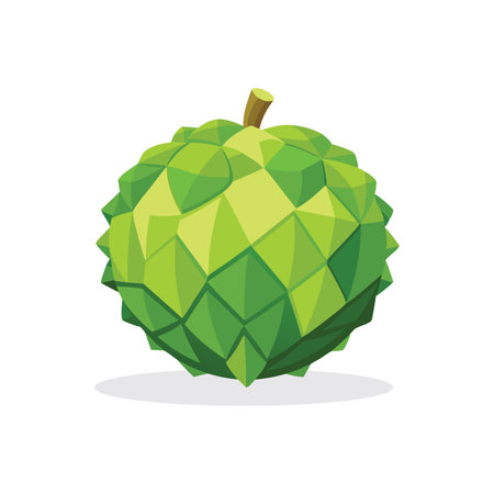 Sweetsop fruit isolated flat vector illustration on white backgroundのイラスト素材