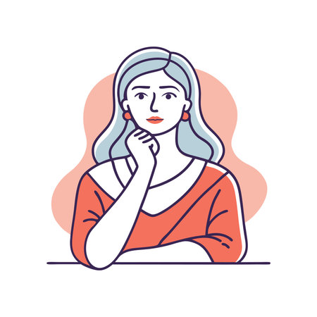 Woman thinking for money isolated white backgroundのイラスト素材