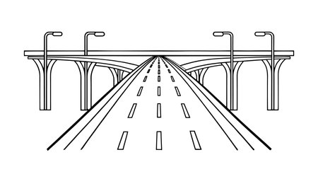 Expressway continuous line art flat vector illustration on white backgroundのイラスト素材