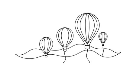 Balloon Festival Ride  Transport isolated continuous line art flat vector illustration on white backgroundのイラスト素材