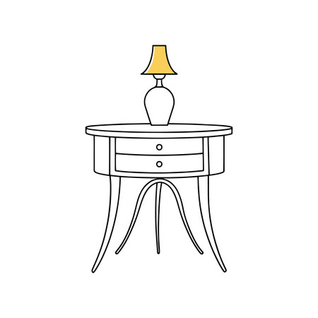 Side Table Living Room Furniture isolated continuous line art flat vector illustration on white backgroundのイラスト素材