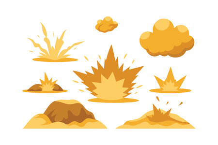 Golden sand explosion flat vector illustration white backgroundのイラスト素材