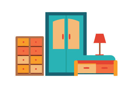 Wardrobe  Bedroom Furniture isolated flat vector illustration on white backgroundのイラスト素材