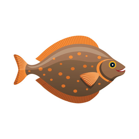Flounder animal isolated flat vector illustration on white backgroundのイラスト素材