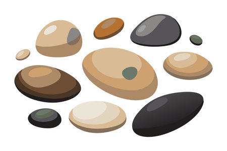 Pebbles set  isolated flat vector illustration white backgroundのイラスト素材