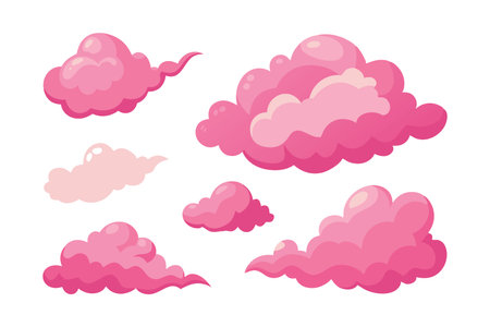 Pink smoke cloud flat vector illustration white backgroundのイラスト素材