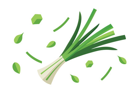 Chopped green onions isolated flat vector illustration white backgroundのイラスト素材