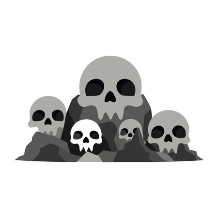 Giant skull carved into rocky mountain flat vector illustration white backgroundのイラスト素材