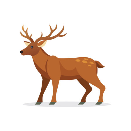 Elk animal isolated flat vector illustration on white backgroundのイラスト素材