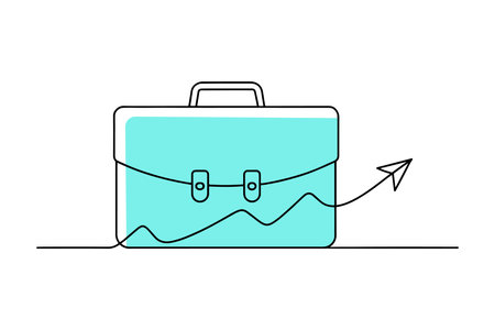 Briefcase with an arrow, symbolizing business or career progression isolated doodle line art flat vector illustration on white backgroundのイラスト素材