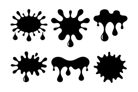 Liquid elements silhouettes set isolated flat vector illustration on white backgroundのイラスト素材
