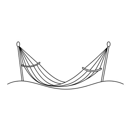 Hammock Outdoor Furniture isolated continuous line art flat vector illustration on white backgroundのイラスト素材