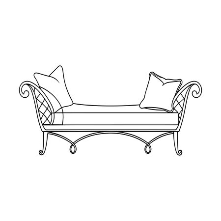 Daybed Specialty Furniture isolated continuous line art flat vector illustration on white backgroundのイラスト素材