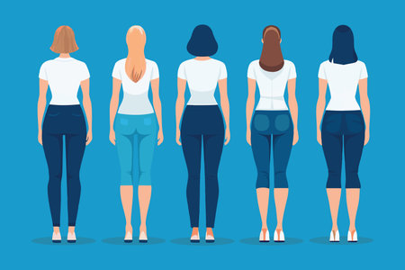 Full body of Woman back view isolated flat vector illustrationのイラスト素材