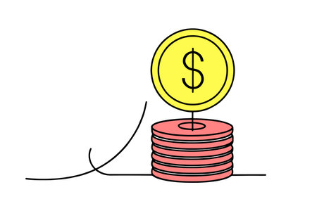 Coin doodle line art vector illustration on white backgroundのイラスト素材