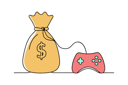 Game to earn money business concept isolated doodle line art flat vector illustration on white...