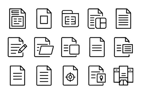 Document, papers, folder related editable icon set isolated flat vector illustration white backgroundのイラスト素材
