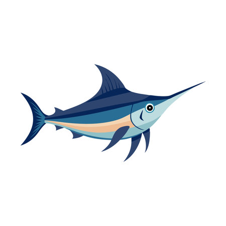 Swordfish animal isolated flat vector illustration on white backgroundのイラスト素材
