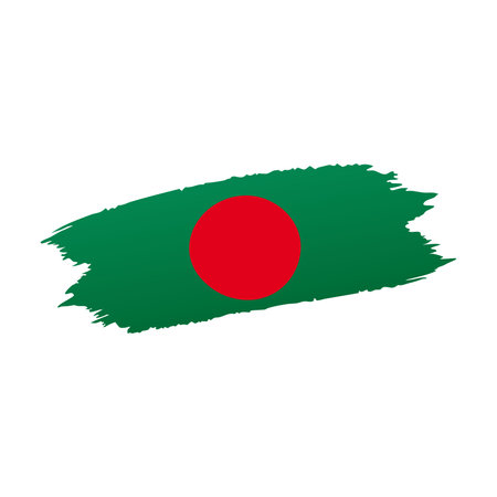 Bangladesh flag color brush stroke isolated flat vector illustration on white backgroundのイラスト素材