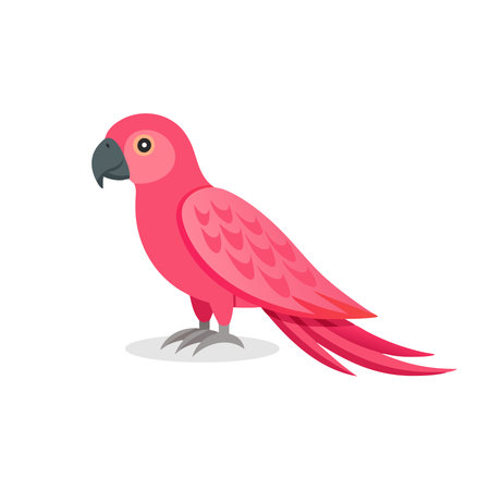 Pink parrot bird isolated flat vector llustration on white backgroundのイラスト素材