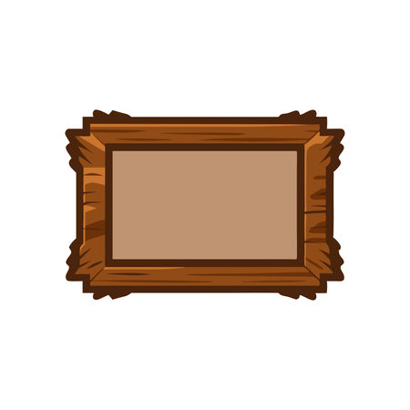 Wooden frame isolated on white background. Vector illustration in cartoon style.のイラスト素材