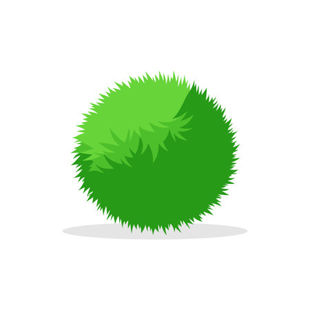 Green grass ball isolated flat vector illustration on white backgroundのイラスト素材
